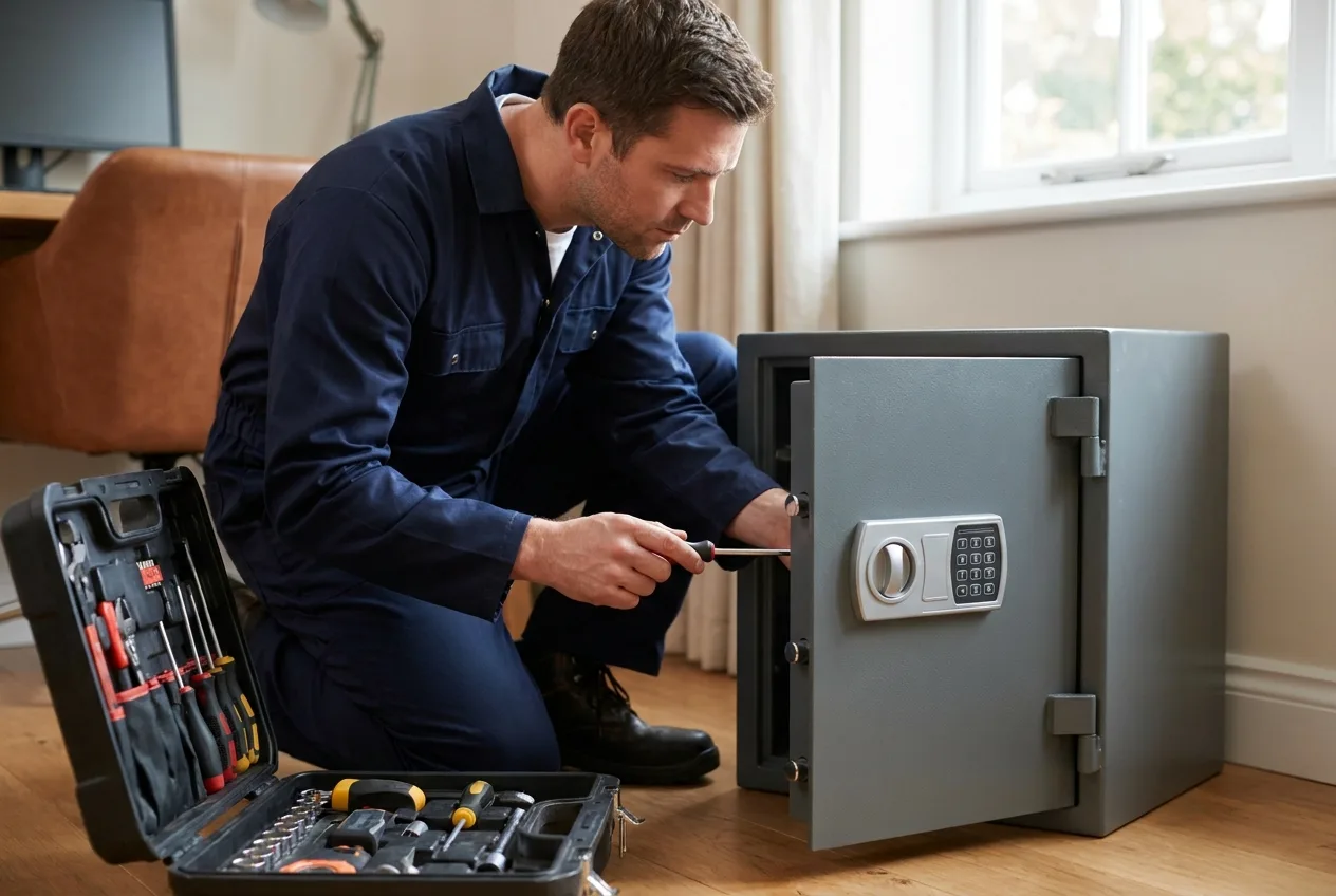 Técnico de Continox reparando una caja fuerte en Madrid